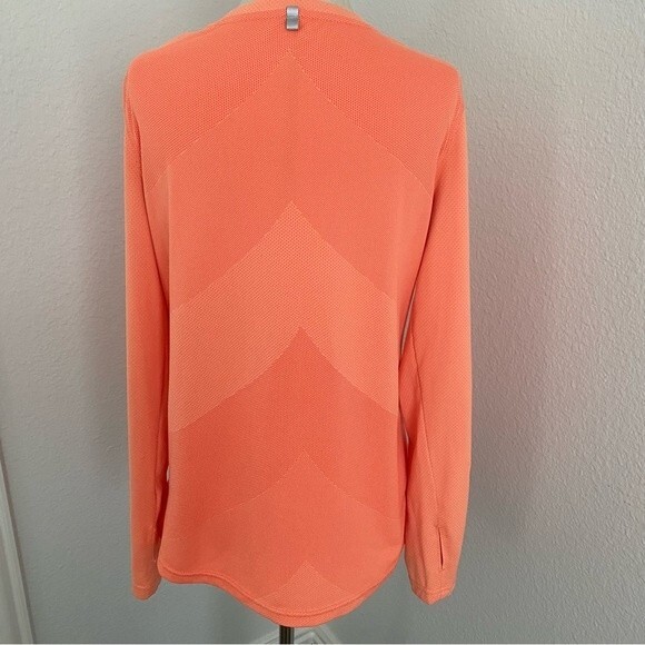 DANSKIN Peach Tangerine Tri Color Perforated Detail L Sleeve Flatter Fit M - Picture 1 of 13